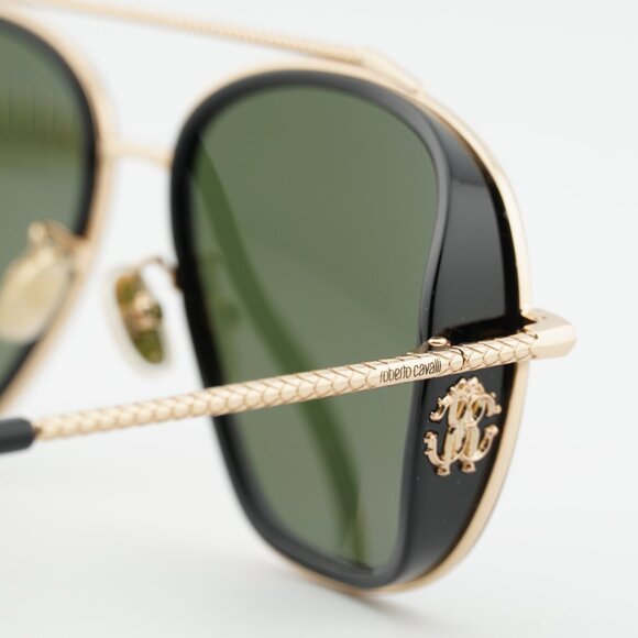 Roberto Cavalli SRC008M 0300 Sunglasses Gold Aviator Frame, Green Lenses main image 2